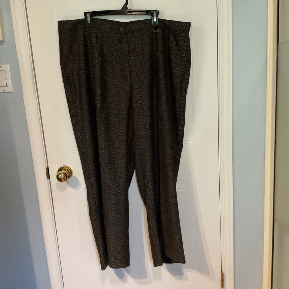 Addition Elle Dress Pants Womens 24 Black Gray Excellent Herringbone W4110